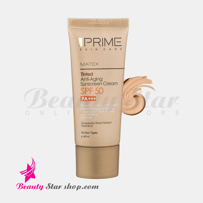 کرم ضد آفتاب جوان کننده رنگی پرایم SPF 50 مناسب انواع پوست به جز پوست های آکنه دار حجم 40 میلی لیتر